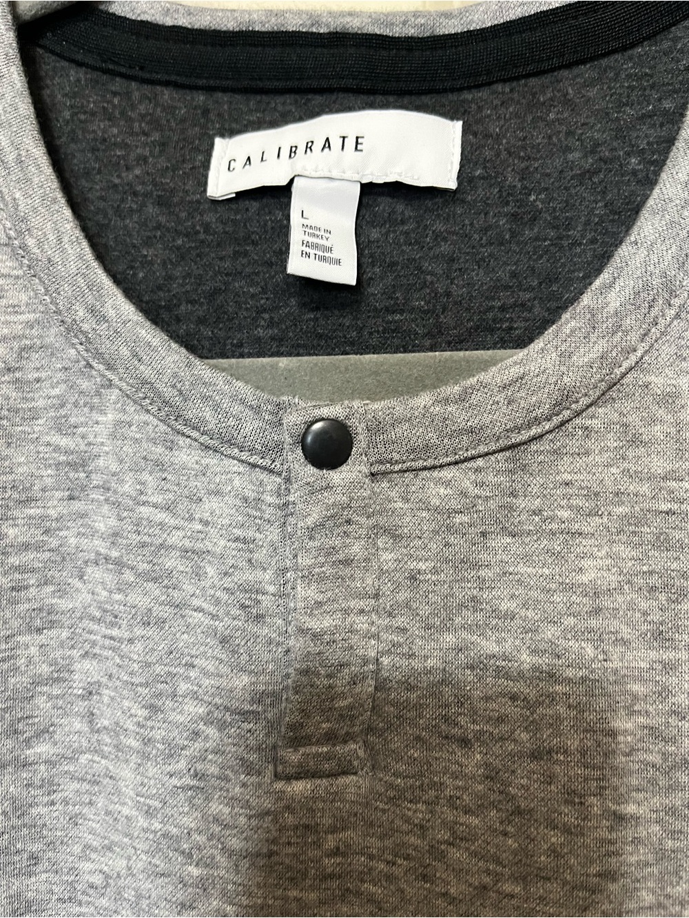 C2 by Calibrate Men's Heather Gray Long Sleeve Henley
